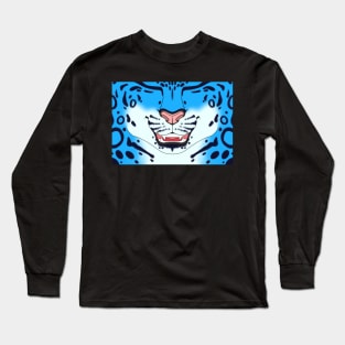 Blue Snow Leopard Face Long Sleeve T-Shirt